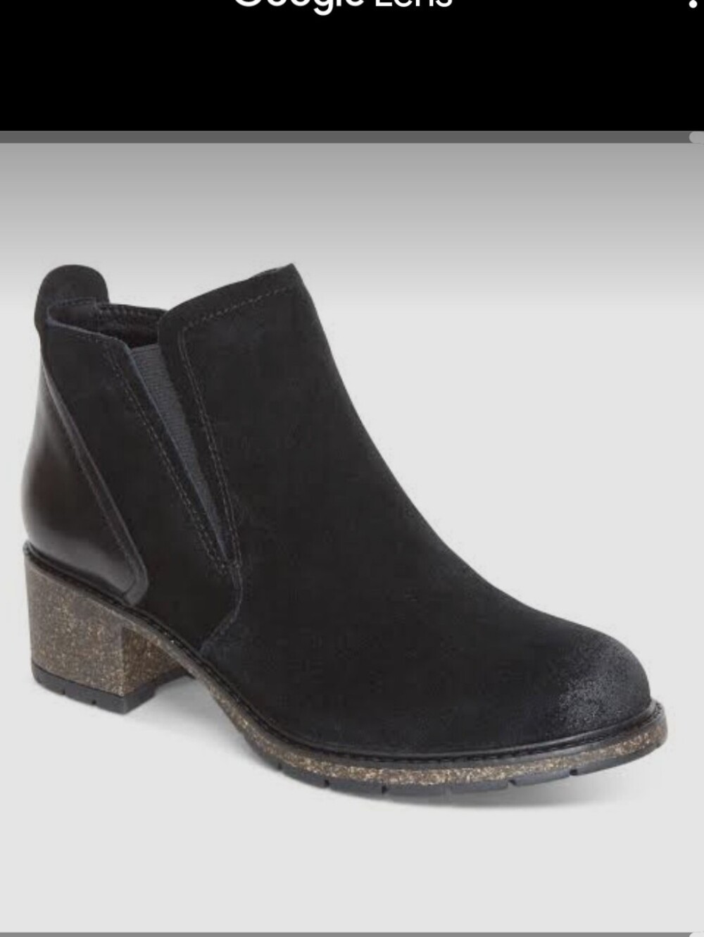Aetrex Frankie Black Suede Chelsea Ankle Bootie Leather Upper Size 9.5
